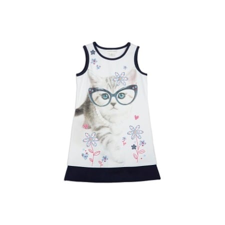 Cat Design Border Dress - Multicolour