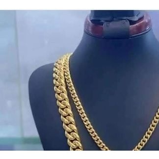 Iced Out Cuban Gold Link Steel Chain With Pendant