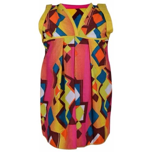 Debnova Designs Ankara Dress with Yellow Trimming