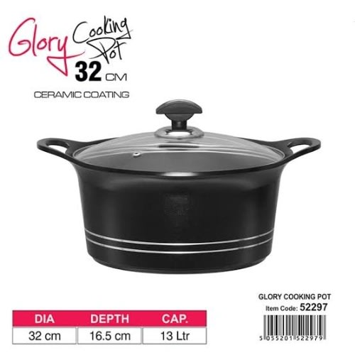 Sonnex Die-cast Heavy Duty Non-stick Marble Stock Pot With 2 Carry Handle - 10 Pieces -Black