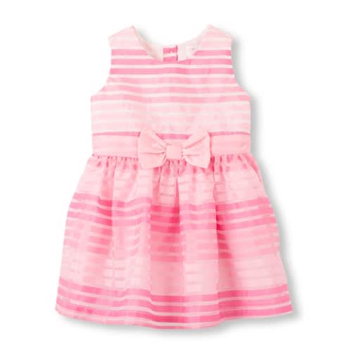 Sleeveless Multi Stripe Bow Flare Dress