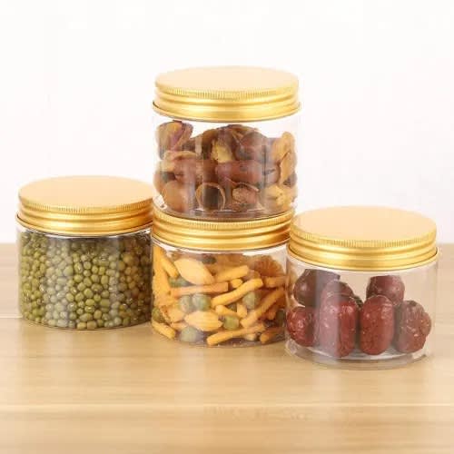 Transparent Plastic Storage Jars - 6 Pcs