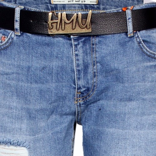 Patched Crop Jeans with Matching Belt