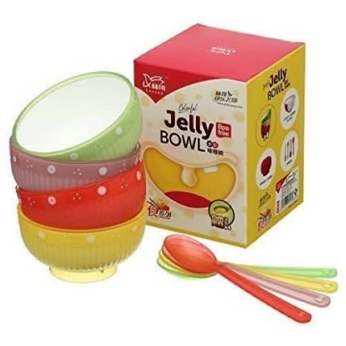 Colourful Jelly Bowls With 4pcs Plastic Spoons