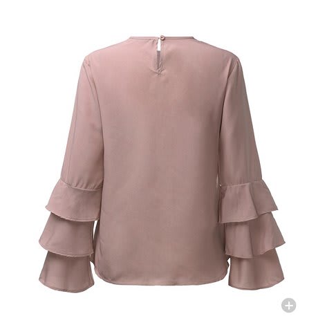 Plain 3 Step Sleeve Top - Nude