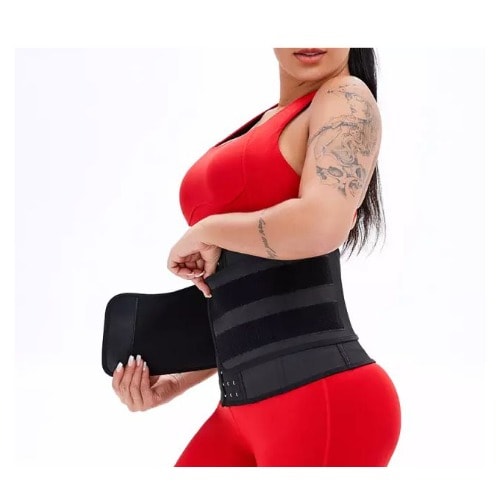 Strap And Hook Waist And Tummy Trimmer Belt -Black