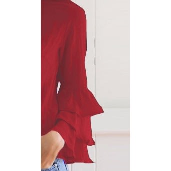 Plain 3 Step Sleeve Top - Red