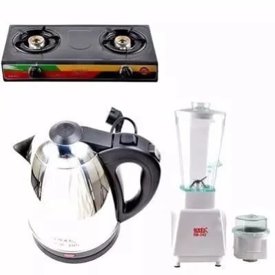 3 In 1 - Table Top Gas Cooker, Electric Jug Kettle & Blender Home Bundle