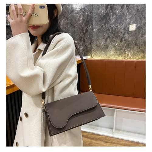Single Shoulder Messenger Handbag - 18X7X13cm - -Brown