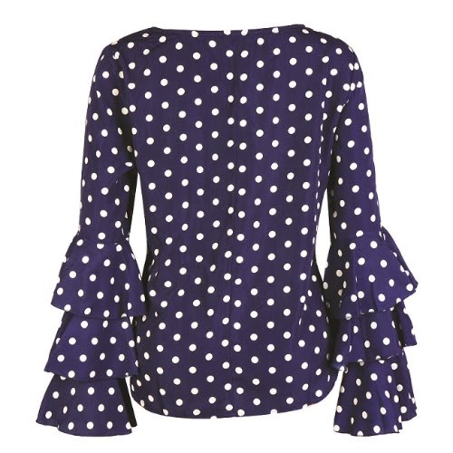 Polkadot 3 Step Bell Sleeve - Blue