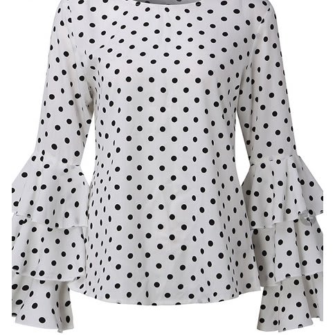 Polkadot 3 Step Sleeve Top -white