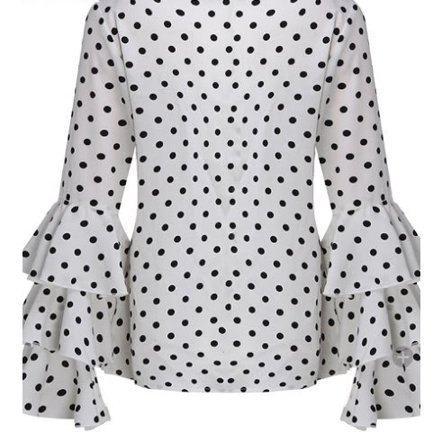 Polkadot 3 Step Sleeve Top -white