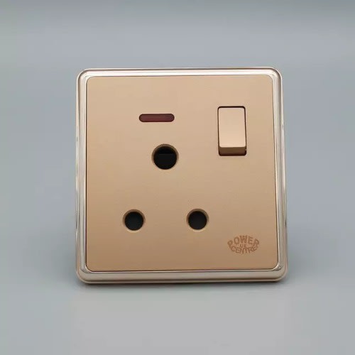 15amps 1 Gang Deluxe Gold Socket With Neon