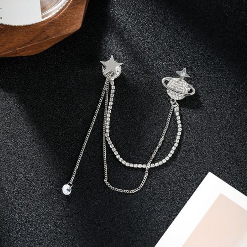 Planet Unisex Brooch With Free Pouch-silver