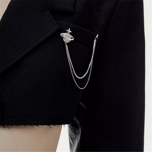 Planet Unisex Brooch With Free Pouch-silver