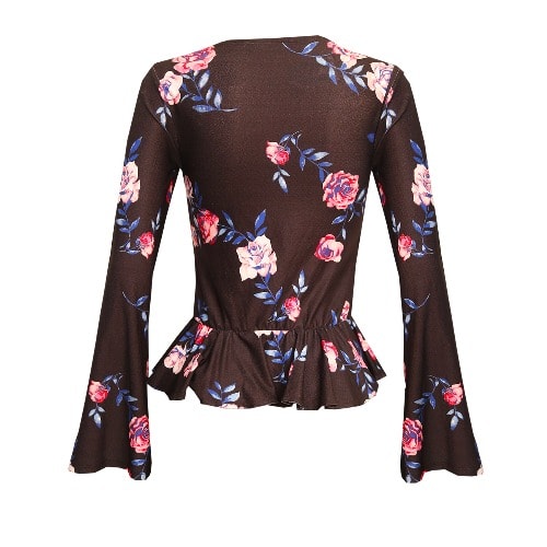 Autumn Romance Floral Wrap Top - Black