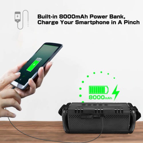 Wireless Bluetooth Speakers & 8000mAh Battery Power Bank - D8 Outdoor Portable Waterproof