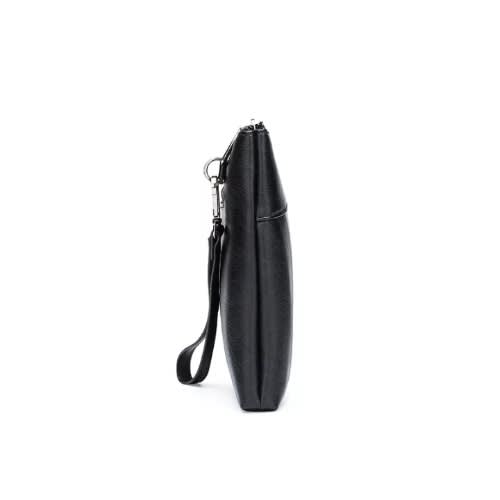 Men's Designer Leather Lope Zipper Purse - Black