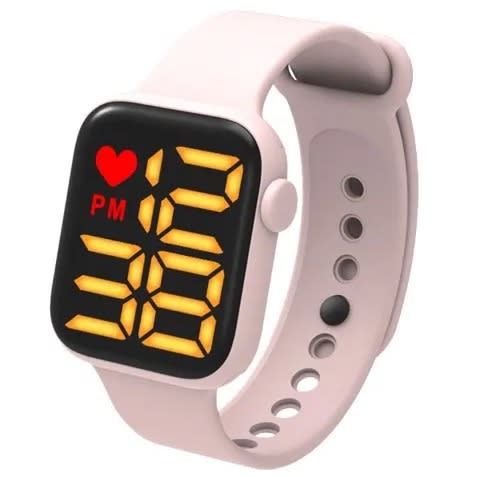 Pink Unisex Led Digital Time Wristwatch