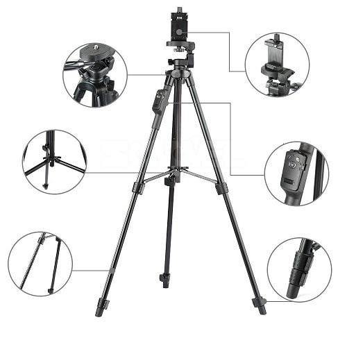 Photography Aluminum Camera Tripod With 3-way Head Bluetooth Shutter Camera