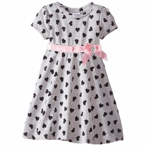 Little Girls' Flocked Heart Knit Dress