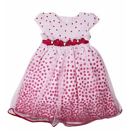 Polka Dot Sheer Tulle  Ball Dress - White &Pink