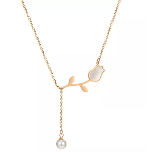 Resin Rose Pearl Necklace