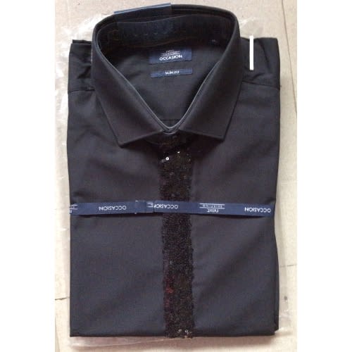 Unique Long Sleeve Shirt with Sequin - Black