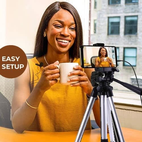 Tripod 3110 Tripod Stand Holder + Bluetooth Remote Shutter + Lapel Mic