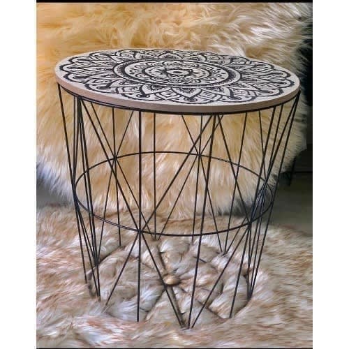 Wire Mesh Decorative Side Stool With Cover