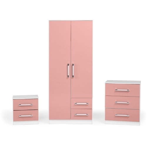 3 Piece Bedroom Set - White And Pink