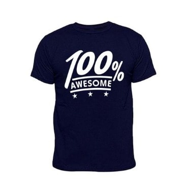100% Awesome Print Tshirt -navyblue