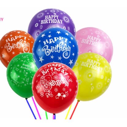 Happy Birthday Party Balloon - Multicolour - Pack of 10