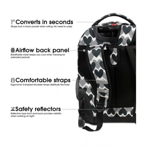 18inches Rolling Backpack- Love Dot