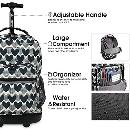 18inches Rolling Backpack- Love Dot