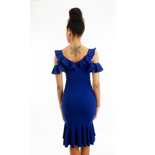 Ladies Frills Bodycon Peplum Mermaid Fit Dress - Us S