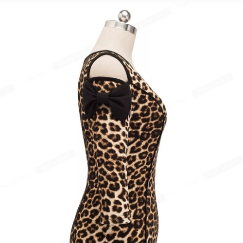 Beautiful Leopard Print Bodycon Dress With Side Bold Tie