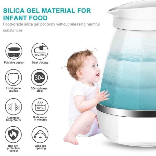 Travel Foldable Portable Small Electric Kettle With Dual Voltage 110-220v