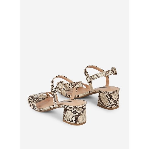 Biege Binkie Snake Print Low Heeled Sandals