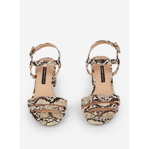Biege Binkie Snake Print Low Heeled Sandals