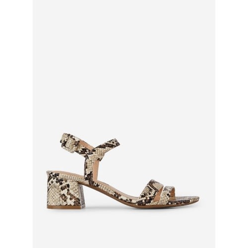 Biege Binkie Snake Print Low Heeled Sandals