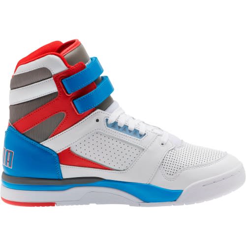 Palace Guard Mid Retro Sneakers - White-Indigo Bunting-Red