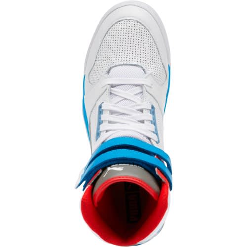 Palace Guard Mid Retro Sneakers - White-Indigo Bunting-Red