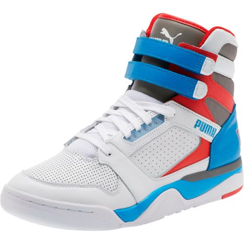 Palace Guard Mid Retro Sneakers - White-Indigo Bunting-Red