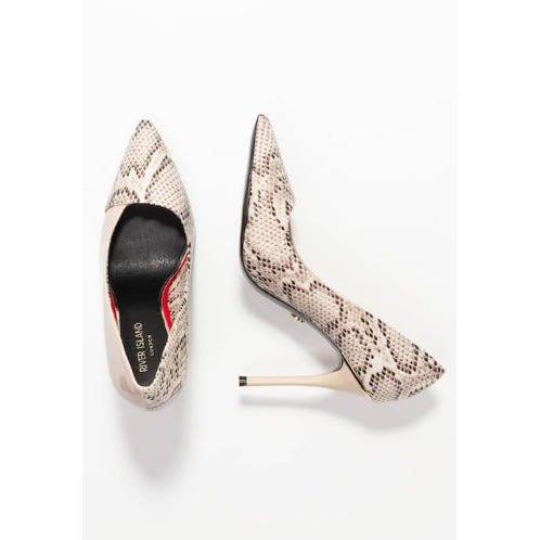 Snake Print Panel Court Shoe