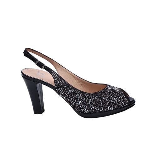 Black And Silver Slingback Sandal