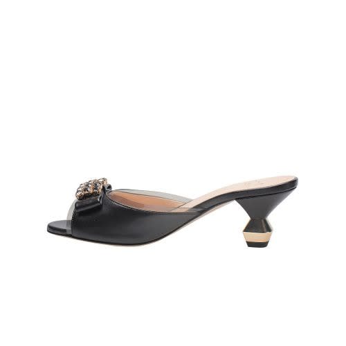 Musella Kitty Heel Slippers With Crystal Design