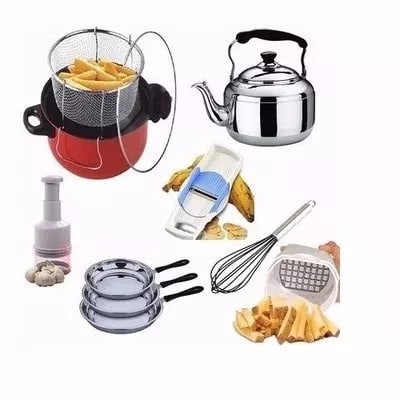 Manual Deep Fryer + Whistling Kettle + Frying Pan & Accessories