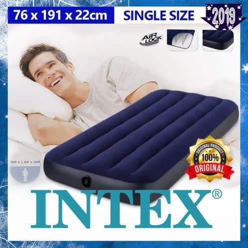Airbed For Single User With Pump - Blue