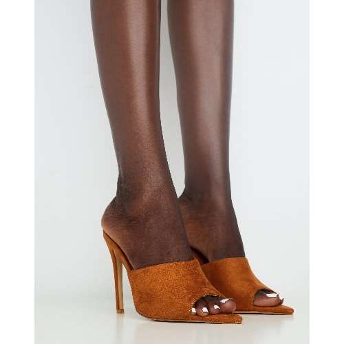 Zoe Peep Toe Mules - Tan